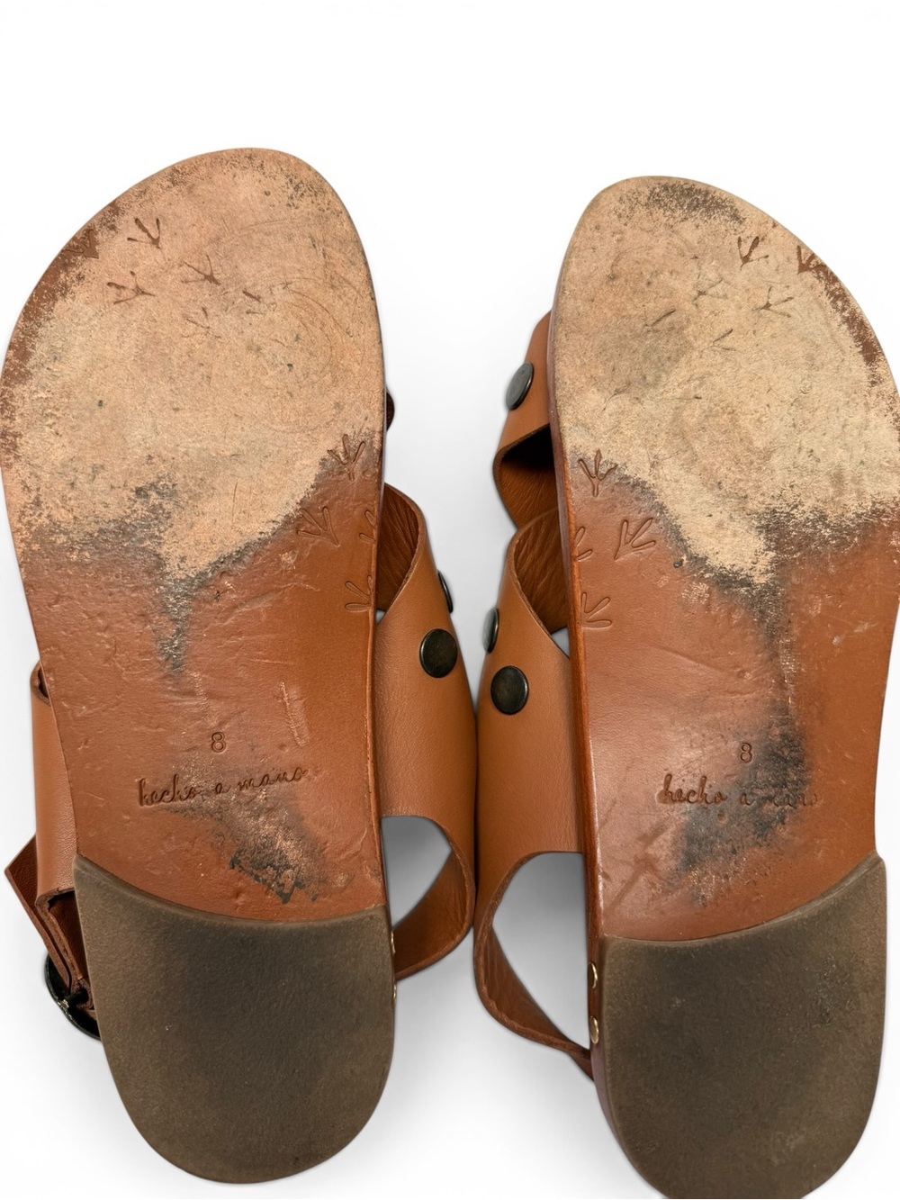 Beek Leather Studded Slingback Sandals Brown Handmade Size 8 - Picture 7 of 7